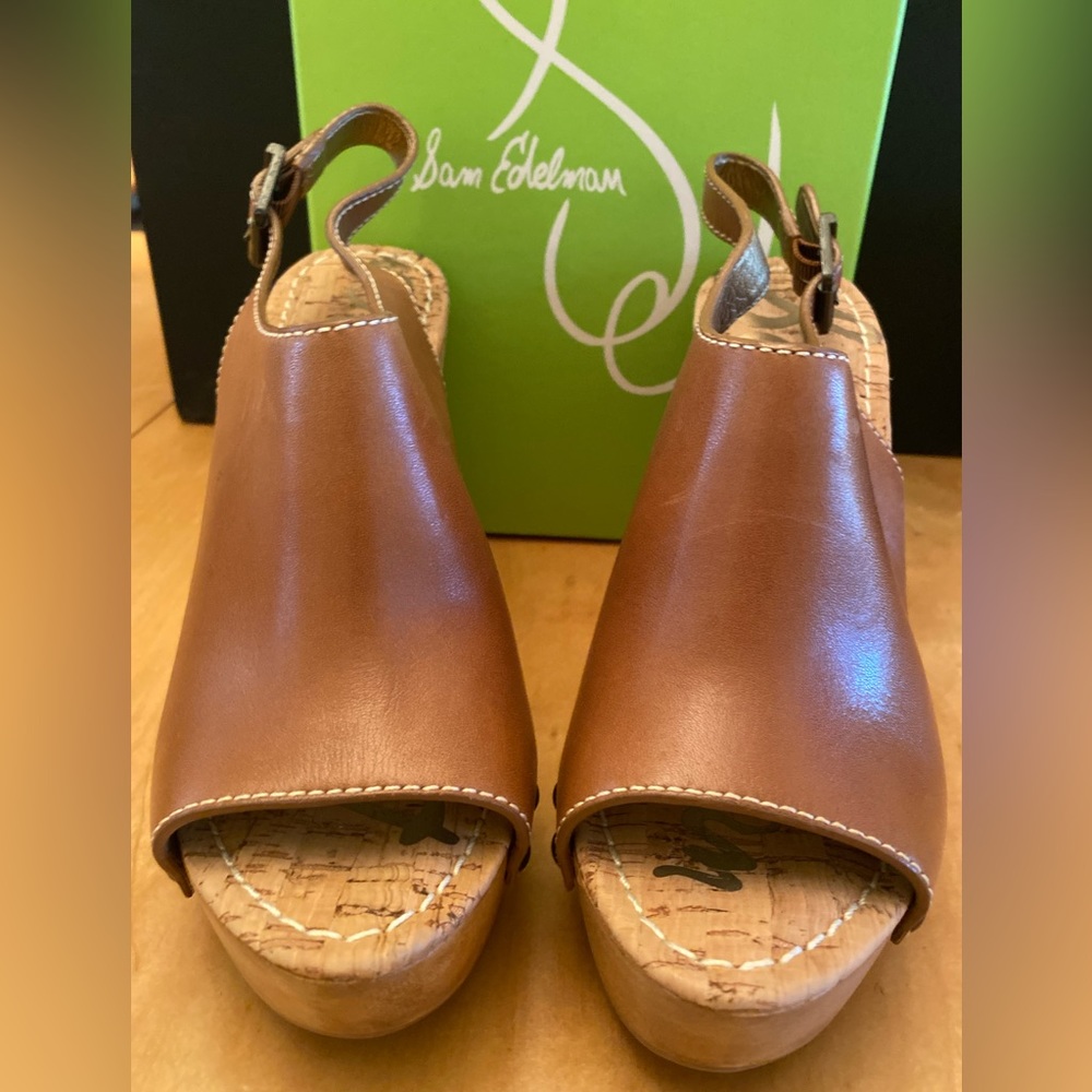 Sam Edelman Leather Wedge Shoes Size 7.5 M